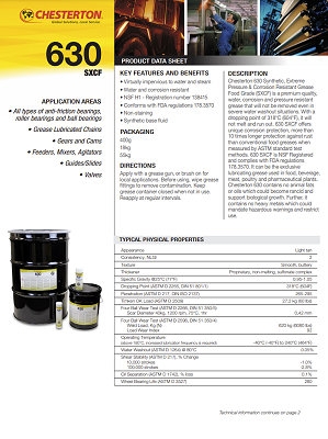 630 SXCF Synthetic, Extreme Food Grade Grease